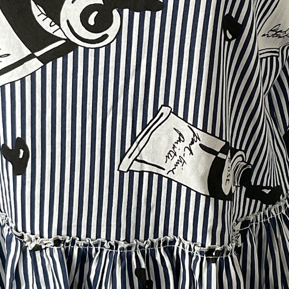 ❤️ ZARA Art Deco Paint Artist Striped Peplum Blouse Top Sz S - Picture 4 of 7